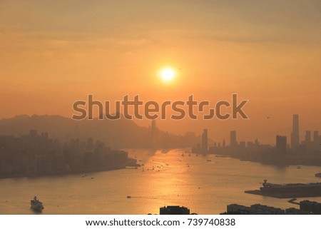 sun set at Victoria Harbor from black hill