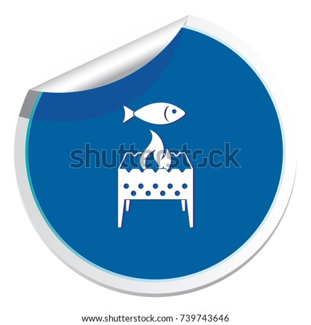 Brazier grill with fish icon. Vector illustration

