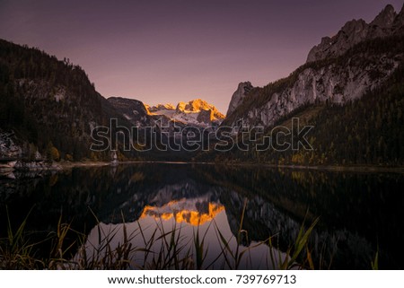 The "Gosau" lake at dawn, south-western part of Upper Austria