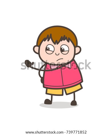 Angry Boy Showing Slap - Cute Cartoon Fat Kid Illustration