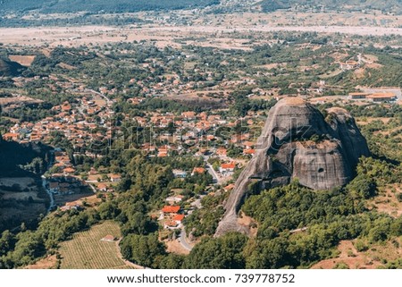 Meteora rocks and Kalambaka valley, Greece