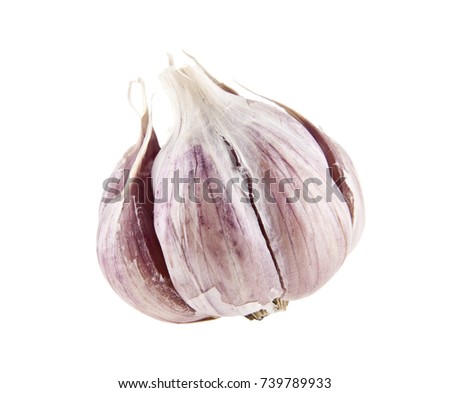 garlic isolated on white background closeup