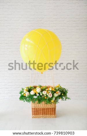 decor for the holiday birthday. balloon with a basket