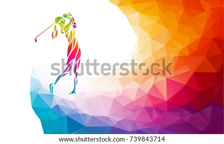 Silhouette of woman golf player. Vector eps10