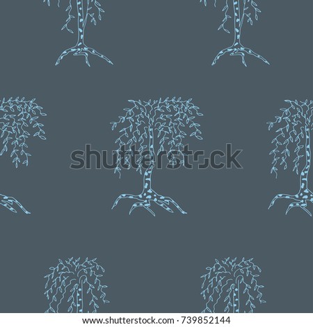 Decorative ornamental seamless pattern. Endless elegant texture with trees.Pattern for design fabric, backgrounds, wrapping paper, package, covers/Birches-2