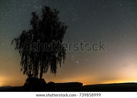Starry sky with milky way in the summer, Bavaria, Germany