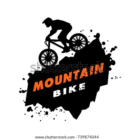 Mountain bike trials. Emblem in grunge style.