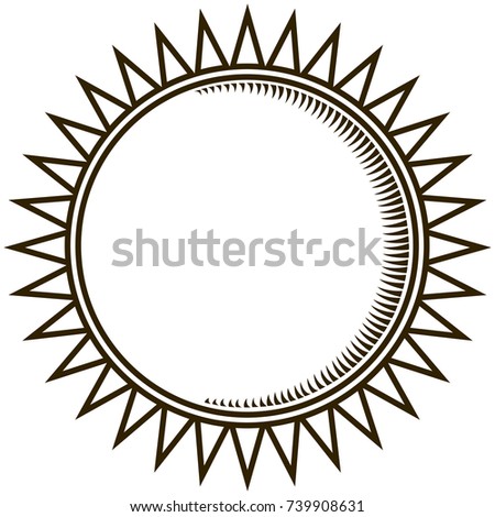 Outline of a sun, Tarot style, Icon, Vector illustration