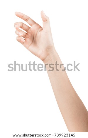 Close up Hand and arm  on white  background. Can use for isolated or Show your product. Royalty-Free Stock Photo #739923145