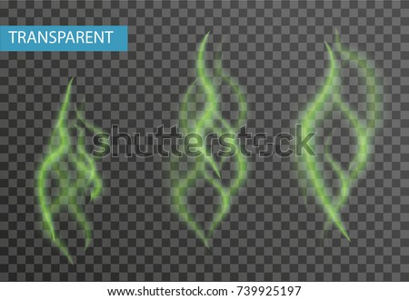 Set of realistic bad smell. Isolated on a transparent background. The stench is a green haze. Vector illustration Royalty-Free Stock Photo #739925197