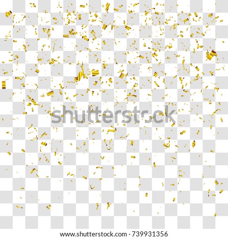 Abstract background with many falling gold tiny confetti pieces. vector background
