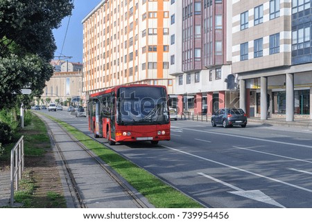 bus on a city street