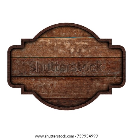 Wooden sign boards isolated on white background with objects clipping path for design work
