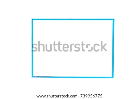 Thin blue wood frame on white background.