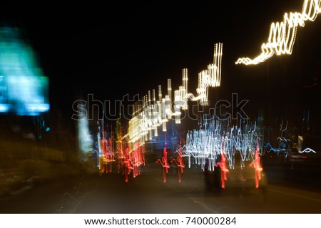 Driving at night with abstract colorful light motion background, Don't Drink and Drive concept