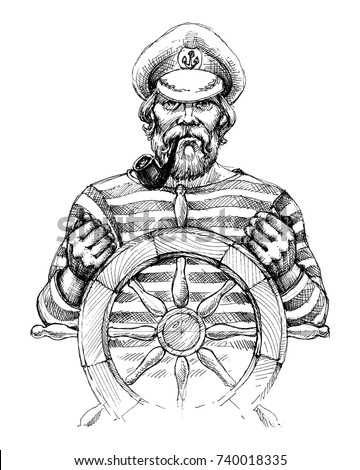 Sailor at helm drawing