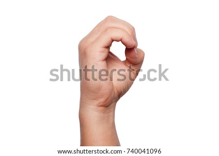 Sign language, hand showing sign of O alphabet