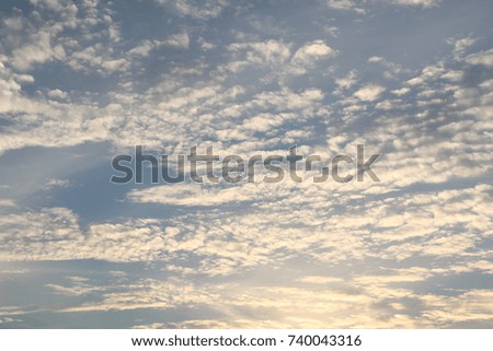 the cloud in the blue sky at sunset time.