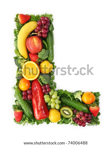 Fruit and vegetable alphabet - letter L Royalty-Free Stock Photo #74006488