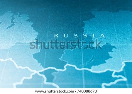 word of Russia on the map