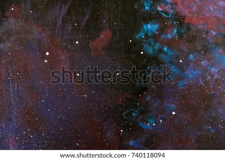 Paint splash on black background panoramic format, Look like the universe