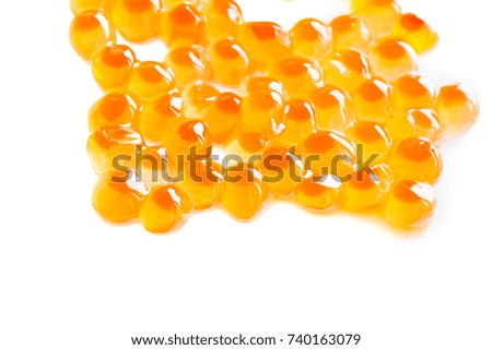 Red caviar salmon fish isolated on white background. macro view shallow depth of field
