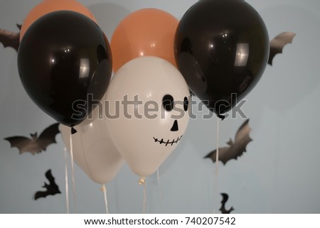 holidays, decoration and party concept. air balloons halloween