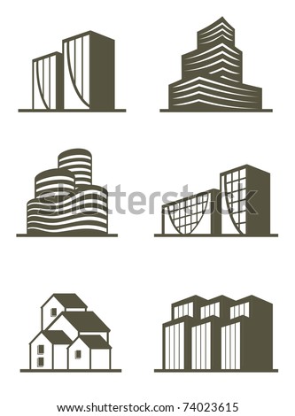 An illustration of real estate building icons