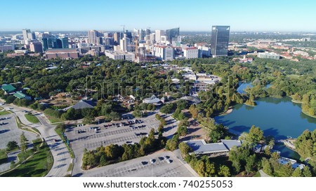 Aerial view of Herman Park near Medical center in downtown Houston, Texas