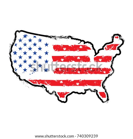 Vector Distressed USA Flag Map