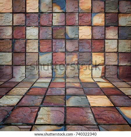 Beautiful baked clay ceramic tile old art background