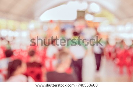 Abstract blur image of People at school activity  with  bokeh for background usage. (vintage tone)