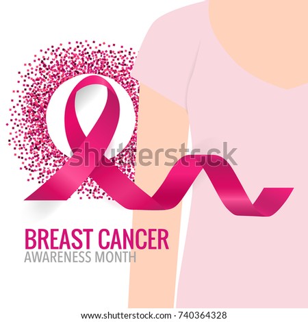 Breast Cancer Awareness Month background design. Breast cancer awareness pink ribbon. Vector Illustration.
