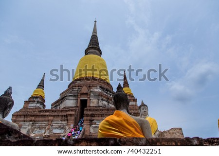 Ancient Buddha Statue at Temple in Ayutthaya,Thailand