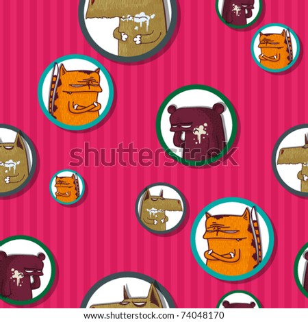 Seamless texture with funny animals. Vector illustration 2.