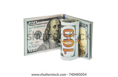 Dollars banknotes on white background