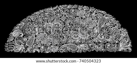 Paisley lace doodle pattern pink fashion decorative drawing ornament black white vector