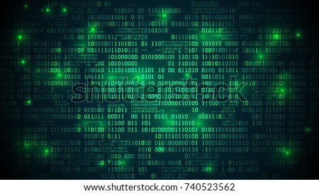 Abstract futuristic cyberspace with binary code, matrix background with digits, well organized layers Royalty-Free Stock Photo #740523562