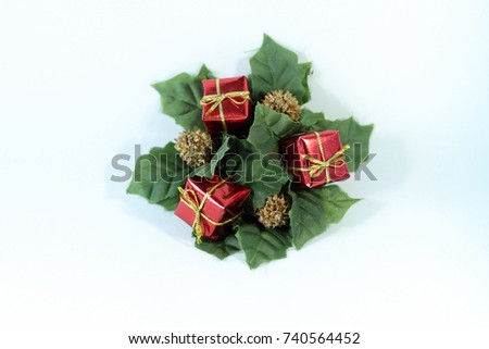 gifts with shiny bows on a Christmas party decor