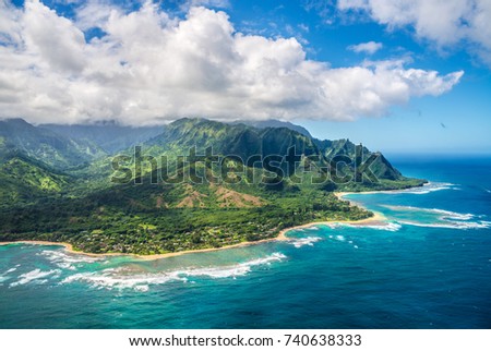 View on Napali Coast on Kauai island on Hawaii, USA