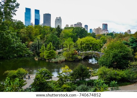 NEW YORK - October 1:Panoramic view of Manhattan from Central Park in a cloudy day
