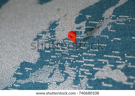 travel painted map with the pin, Czech