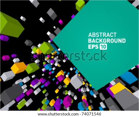 Fly colorful 3d cubes vector background. Eps 10