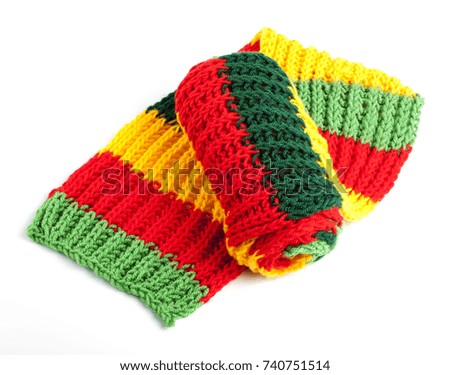 Multi Colored striped scarf isolated on a white background