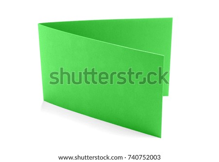 Two fold green card on white background