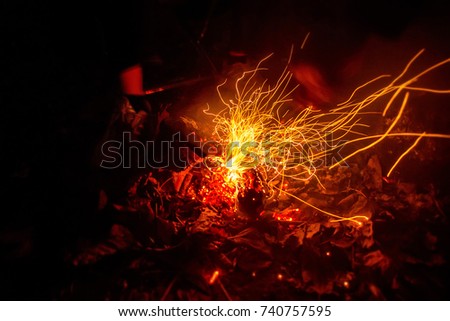 Close up bonfire slow shutter picture