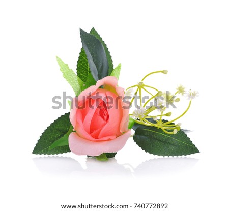 Artificial rose isolated on a white background.