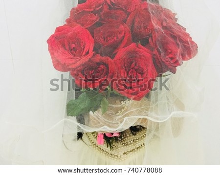 Blurry picture of Bride- Christmas Theme Bridal Bouquet Photography | bridal photography