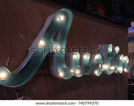 Austin Metal Sign light up lights at night symbol iconic best place to live in America Marquee lights