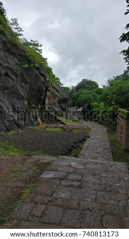 A road leading to the caves on Pandavleni in Nashik, India.